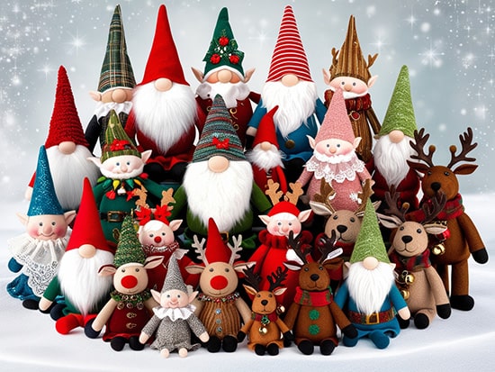 Weihnachtliche Figuren - Gnome, Wichtel und Tiere