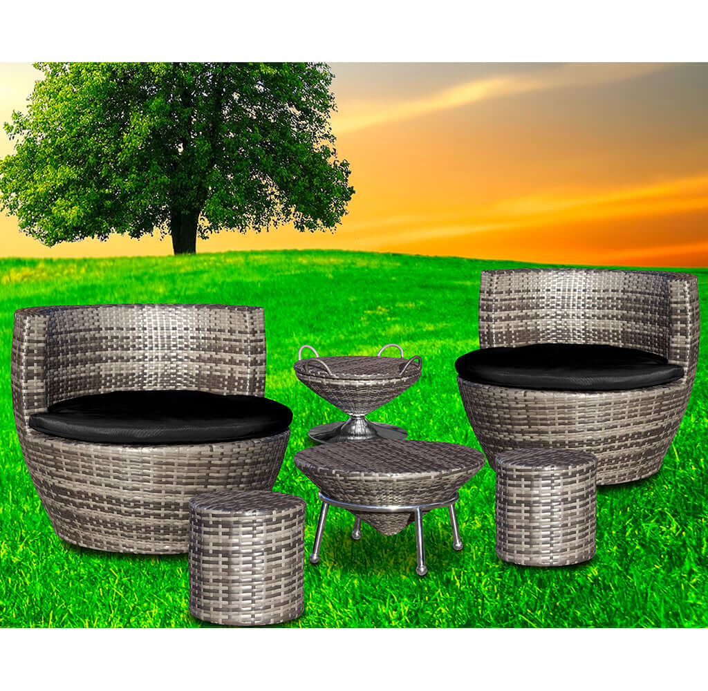 Gartenmöbelset 9-teilig Outdoor braun