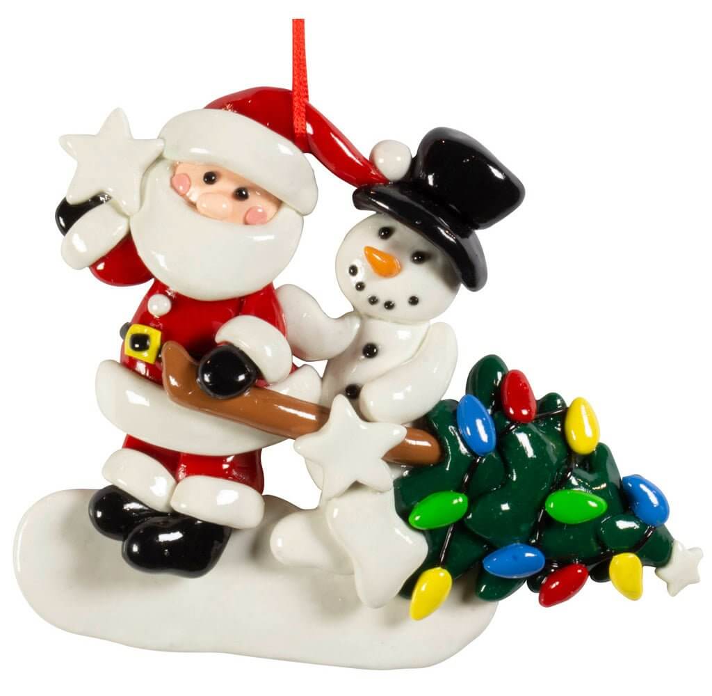 Baumschmuck Santa + Schneemann 11cm Polyclay