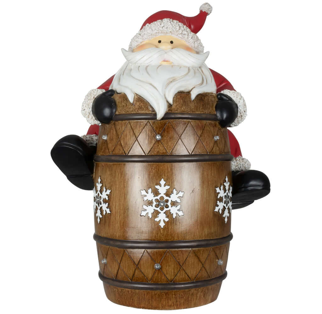 LED Weihnachtsdeko Santa auf Fass 39cm