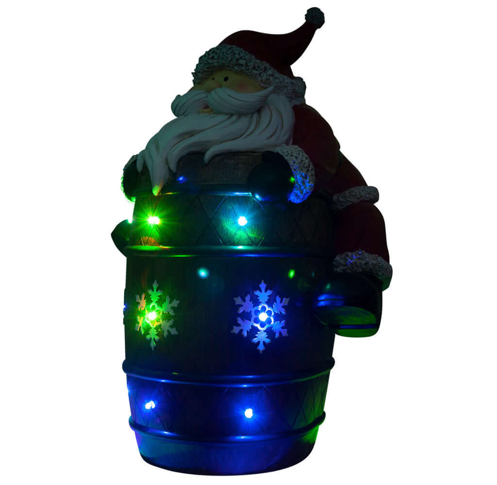 LED Weihnachtsdeko Santa auf Fass 39cm