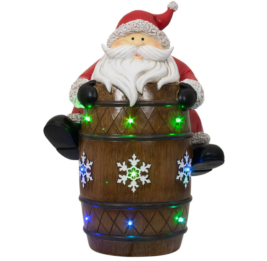 LED Weihnachtsdeko Santa auf Fass 39cm