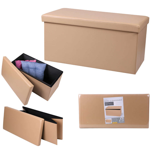 Sitzbank faltbare Aufbewahrungsbox 110l beige