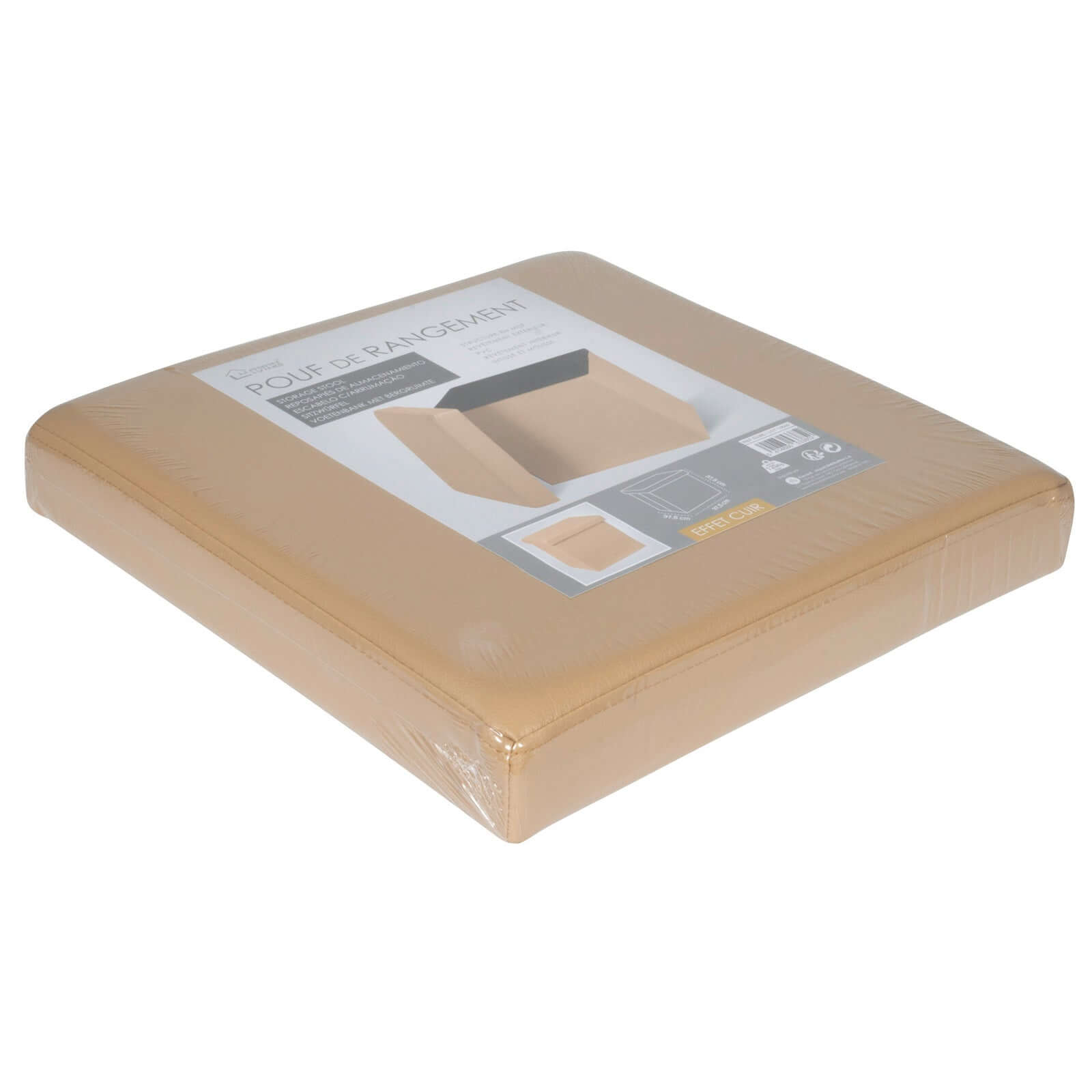 Sitzhocker faltbare Aufbewahrungsbox 50l beige