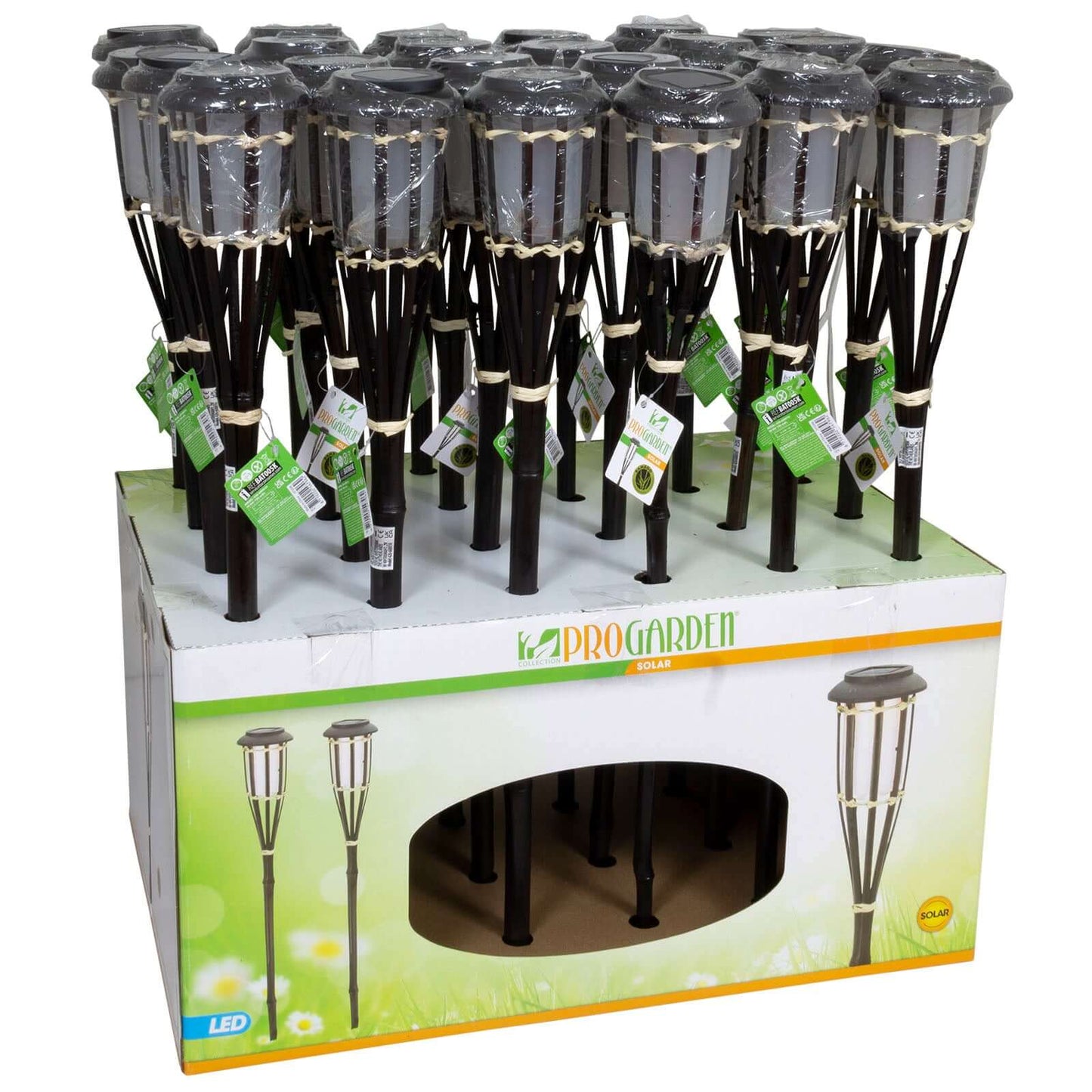 LED Solar Gartenfackel 65cm Bambus schwarz