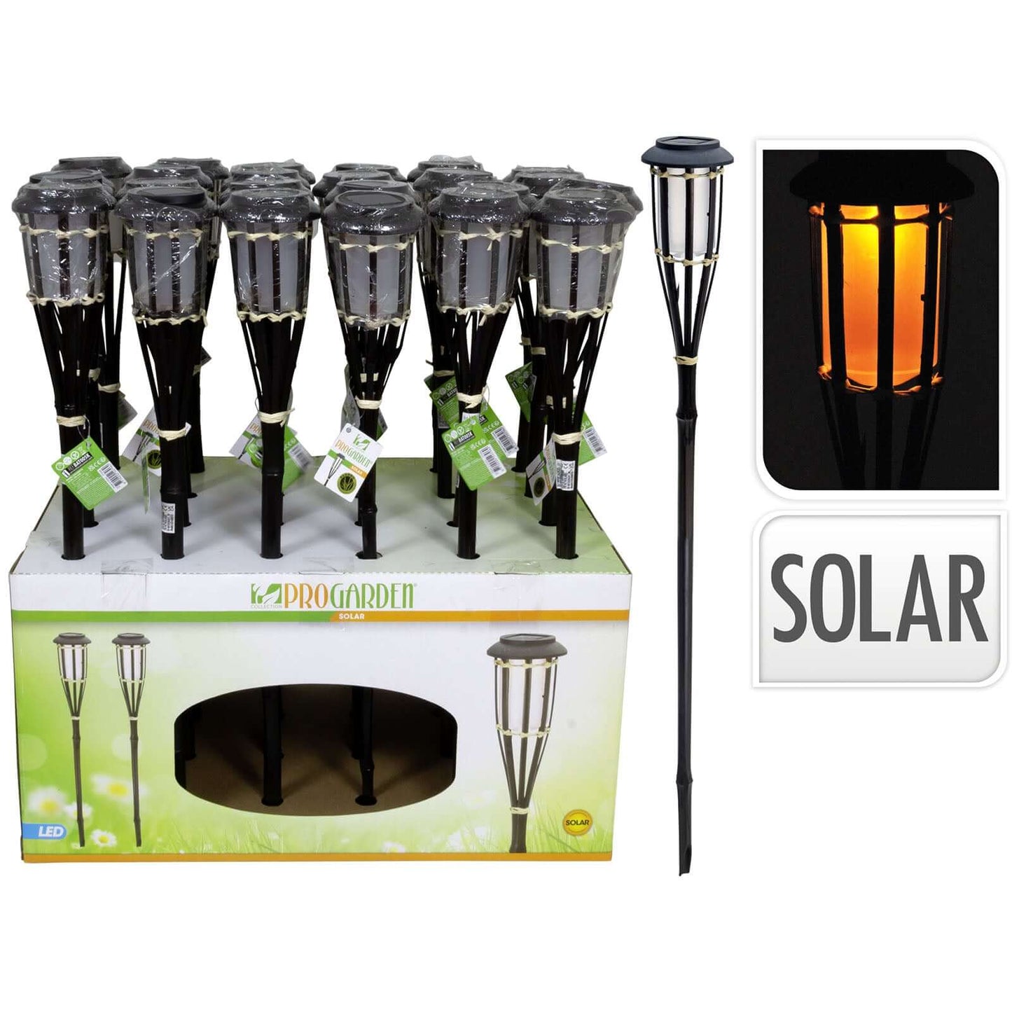 LED Solar Gartenfackel 65cm Bambus schwarz