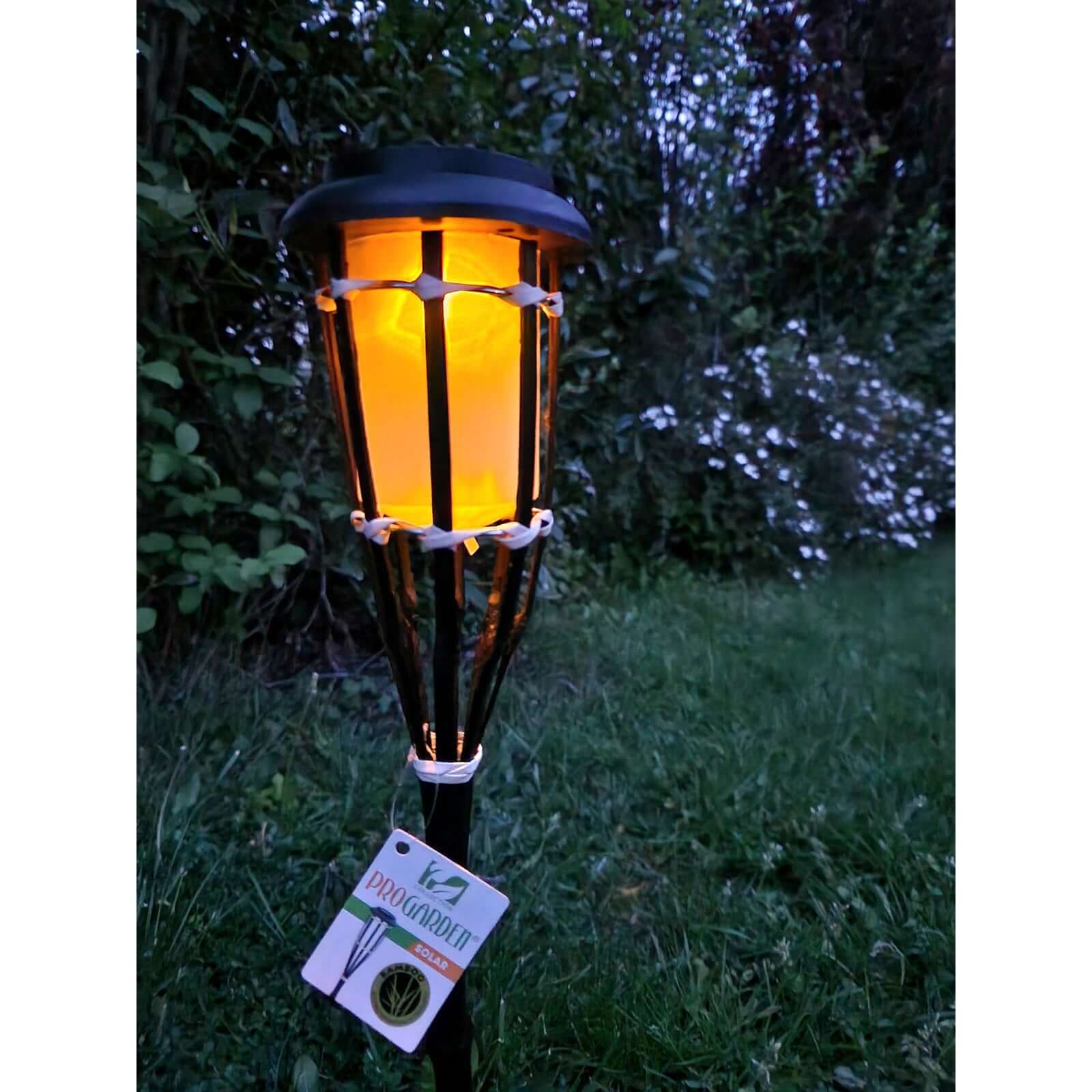 LED Solar Gartenfackel 65cm Bambus schwarz