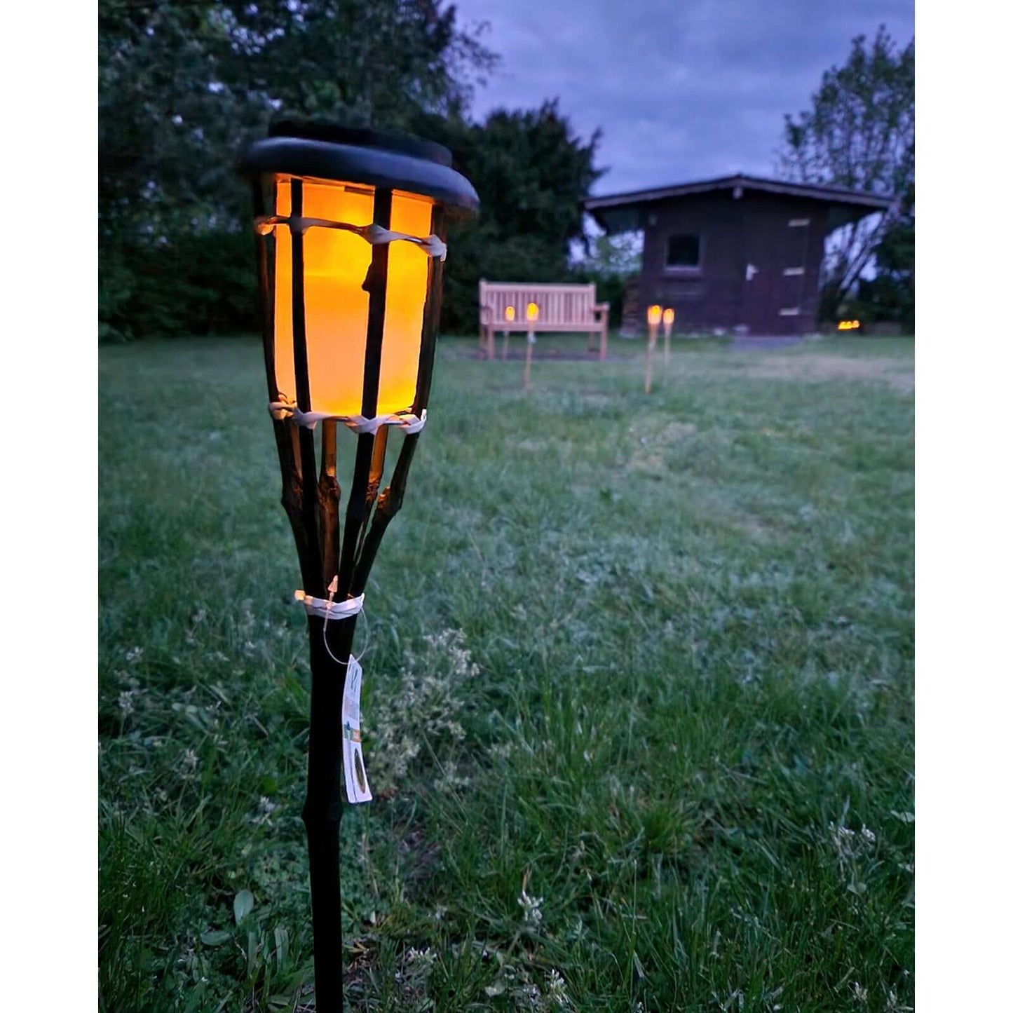 LED Solar Gartenfackel 65cm Bambus schwarz