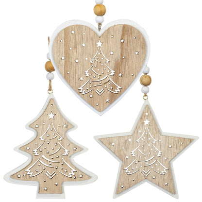 Baumschmuck Holz, 3 Designs, 11cm