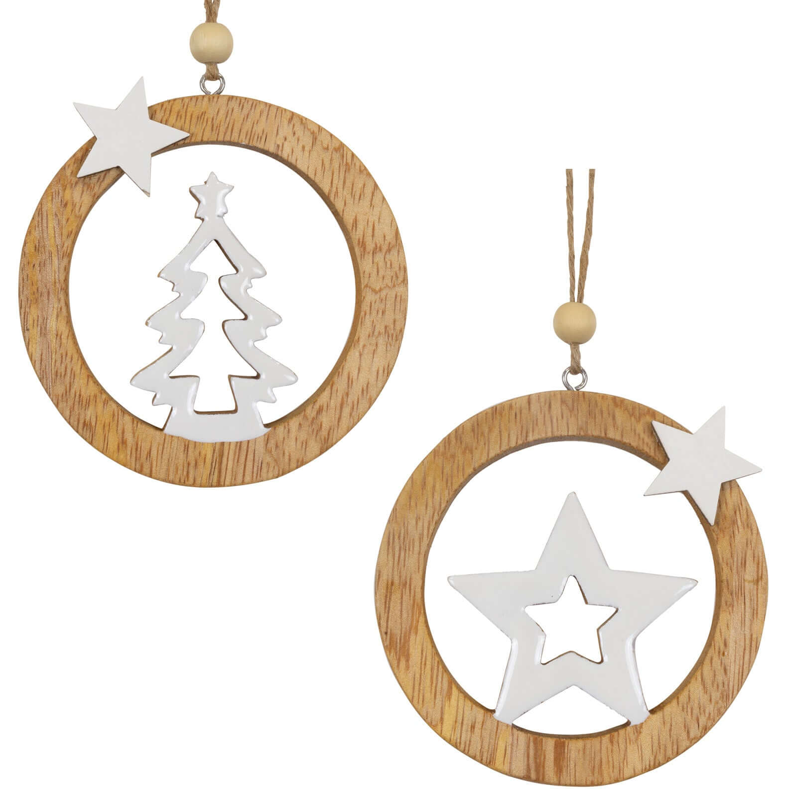 Baumschmuck Holz, 2 Designs, 10cm