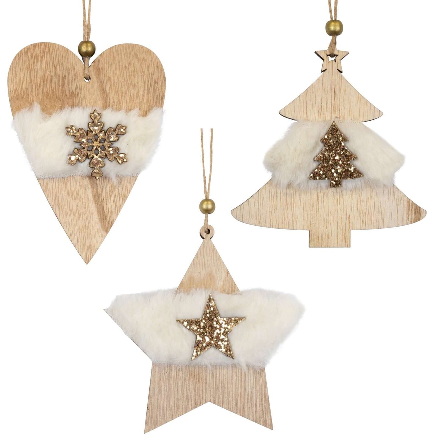 Baumschmuck Holz, 3 Designs, 12cm