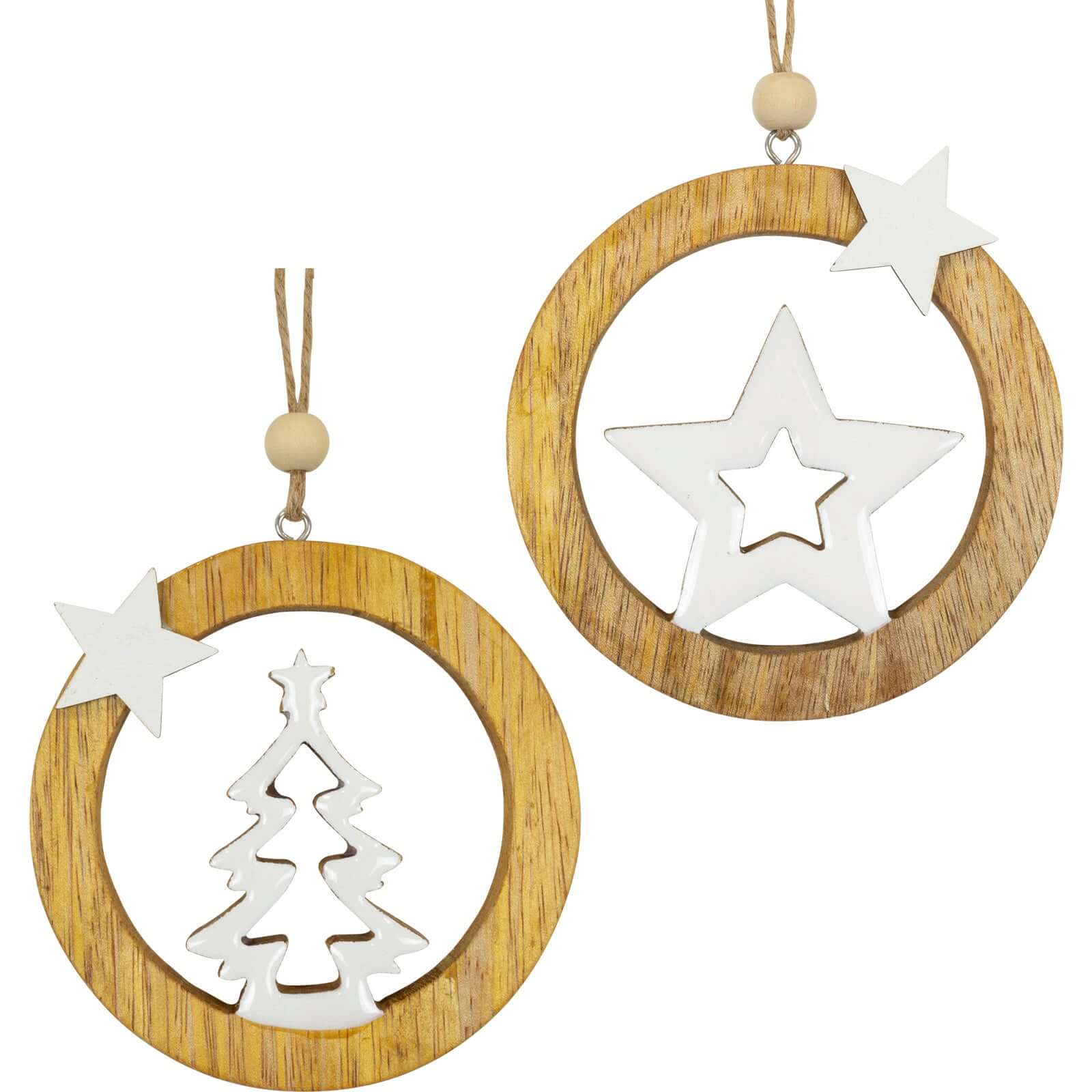 Baumschmuck Holz, 2 Designs, 10cm