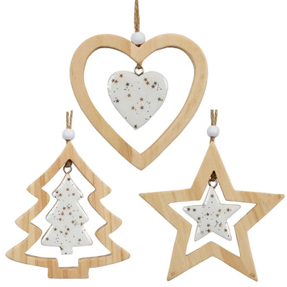 Baumschmuck Holz, 3 Designs, 10cm