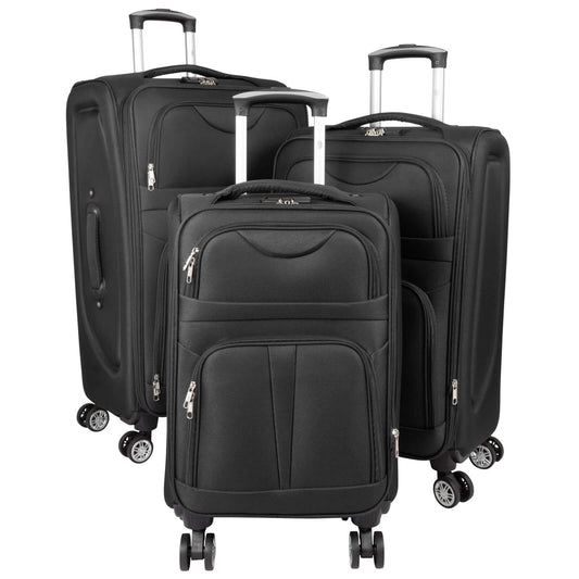 Nylon luggage set 3-piece Cadiz black