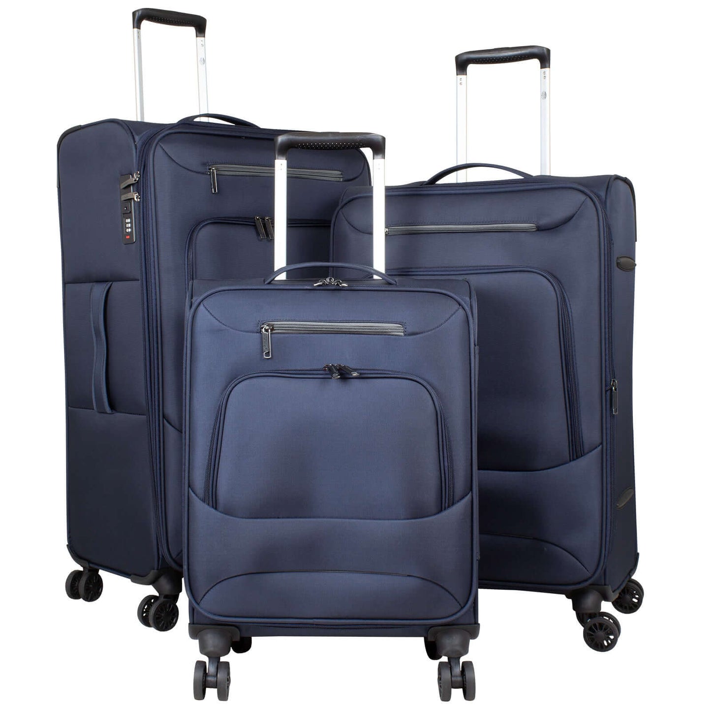 Nylon Kofferset 3tlg Cordoba blau, flexibles und strapazierfähiges Nylongewebe, erweiterbares Packvolumen, ideale Reisebegleiter