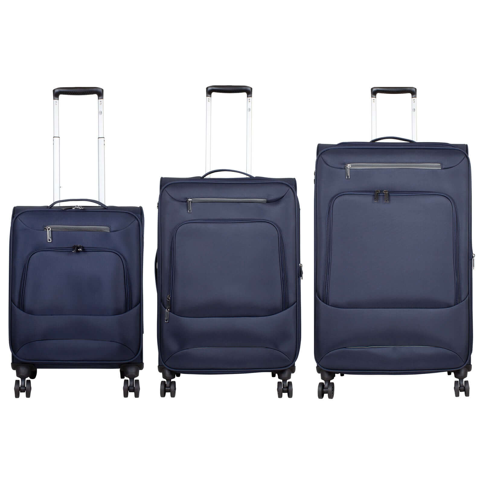 Nylon Kofferset 3tlg Cordoba blau, flexibles und strapazierfähiges Nylongewebe, erweiterbares Packvolumen, praktische Dehnfalte, Reisekoffer.