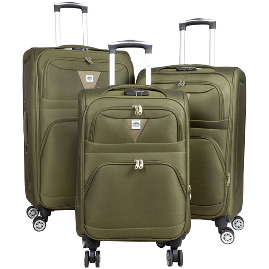 Nylon luggage set 3 pieces Menorca green