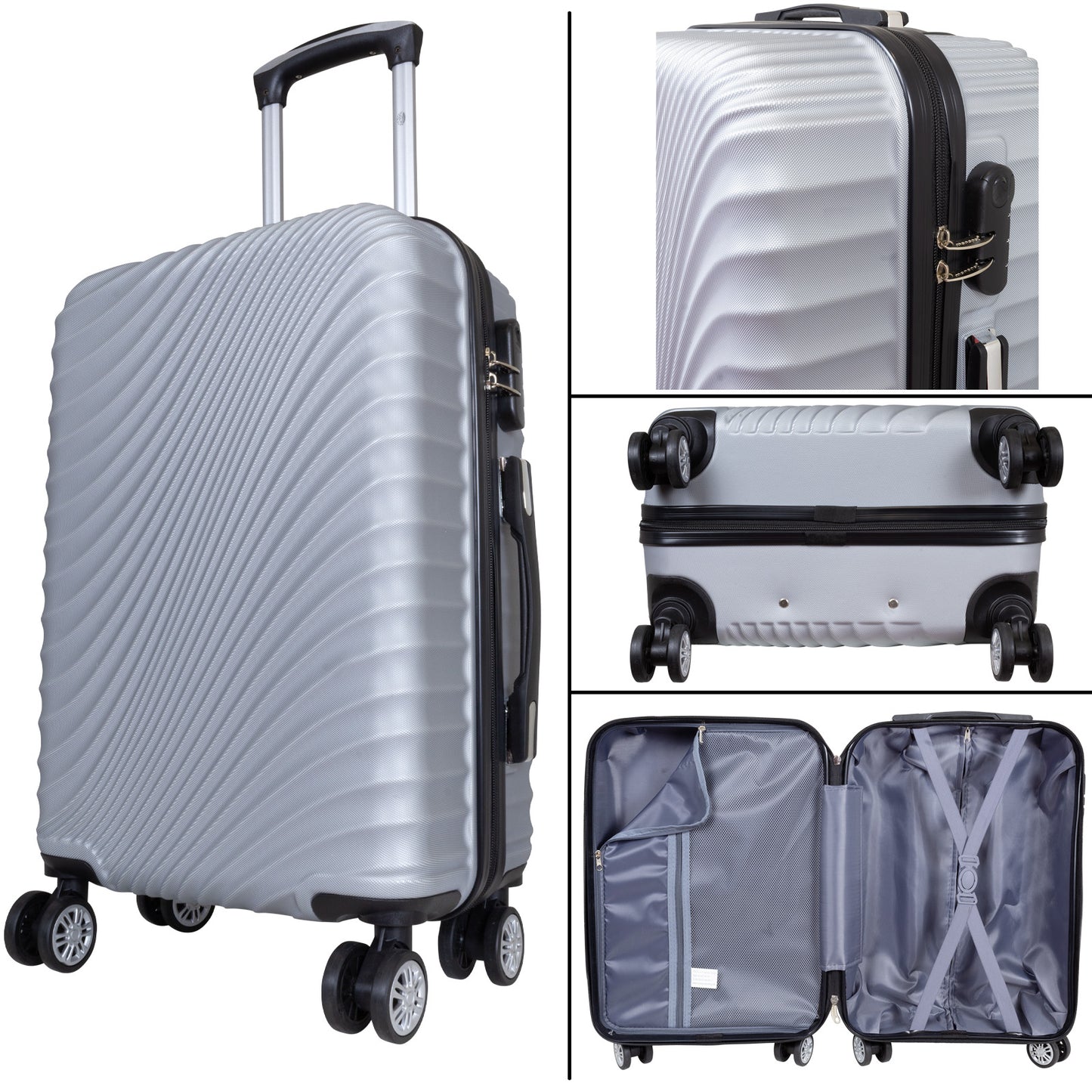 ABS luggage set 3 pieces Padua silver