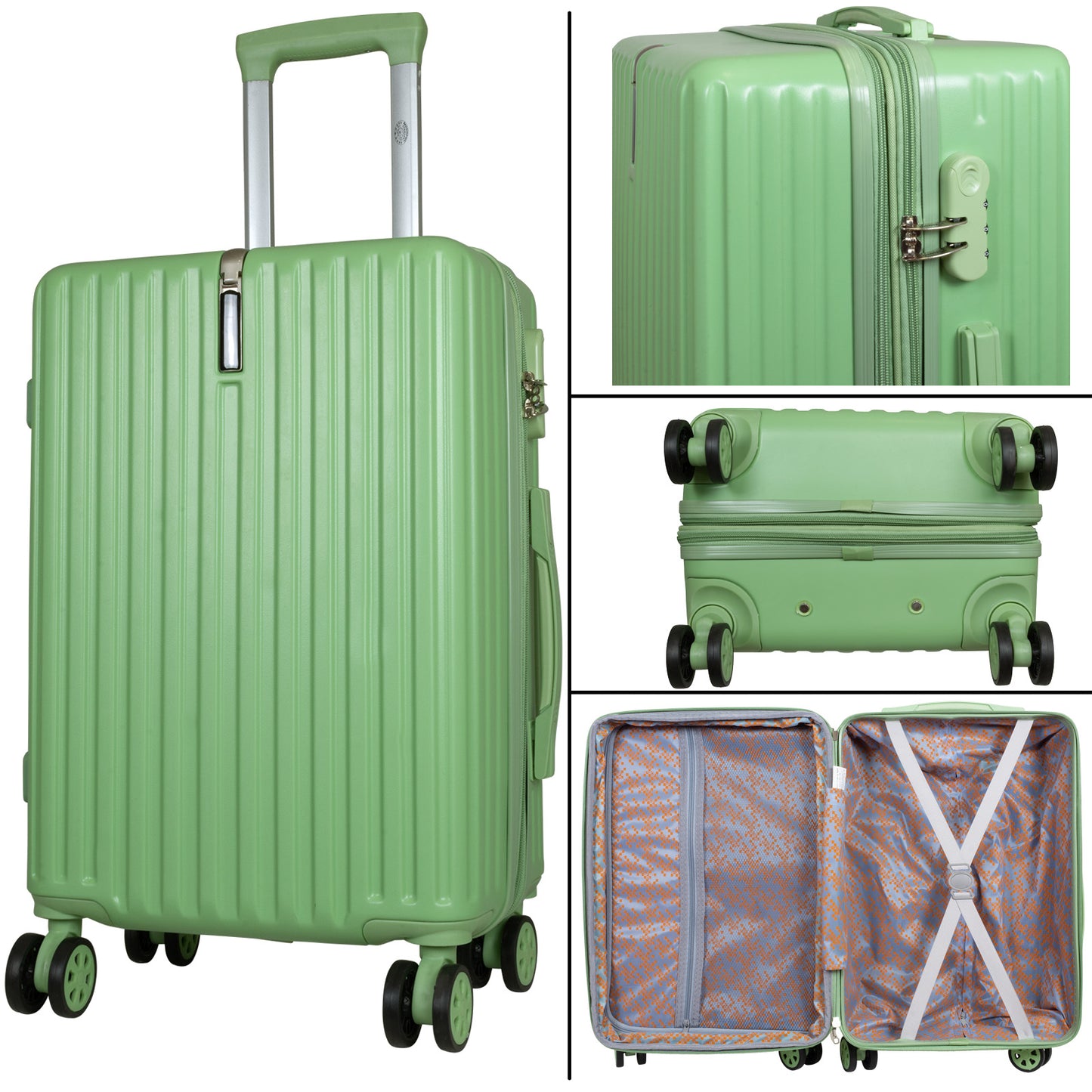 Ensemble de valises ABS 3 pièces Portofino vert