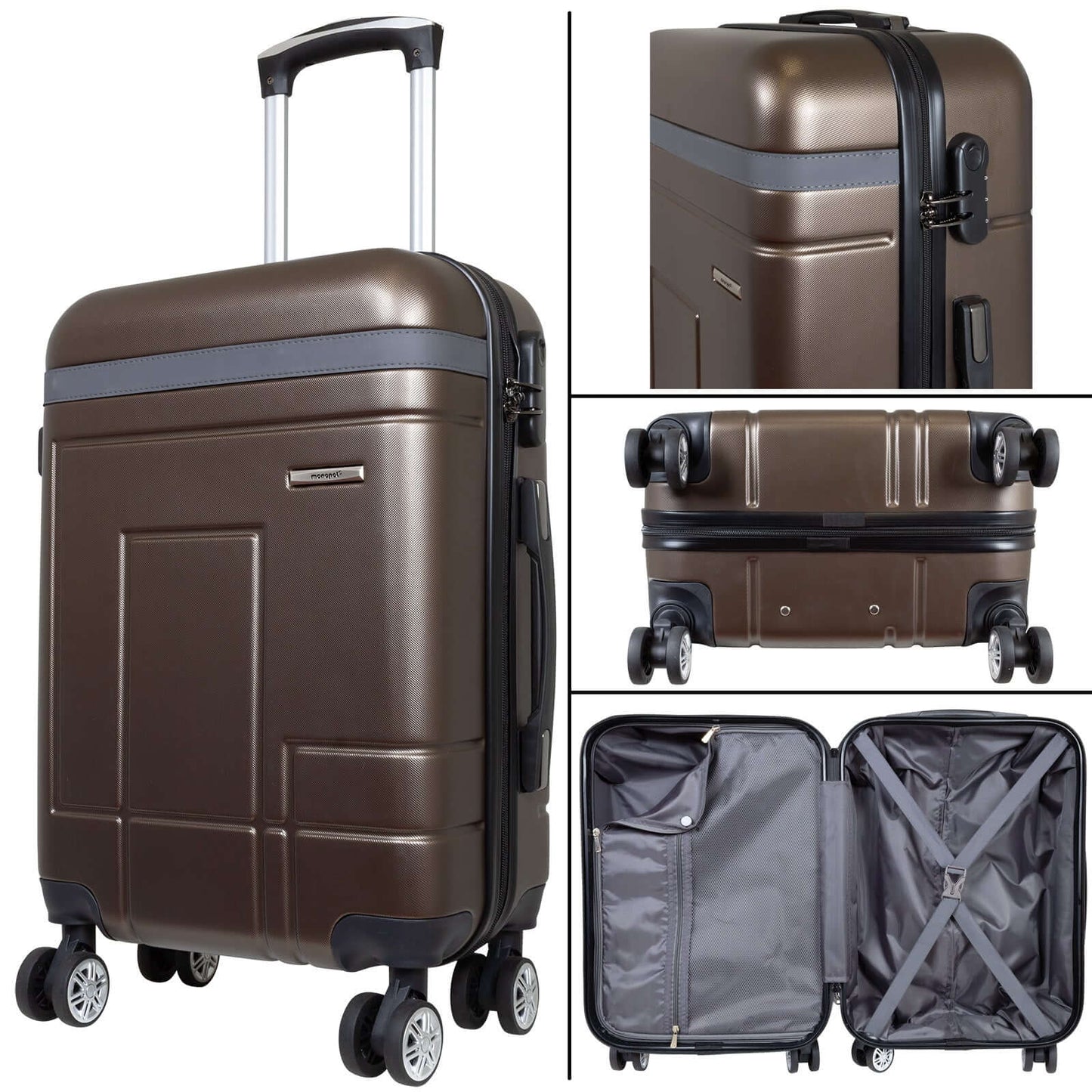 ABS luggage set 3 pieces Geneva brown