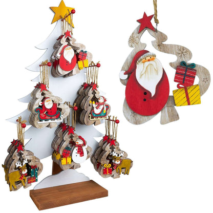 Baumschmuck 12cm 48tlg im Display Holz