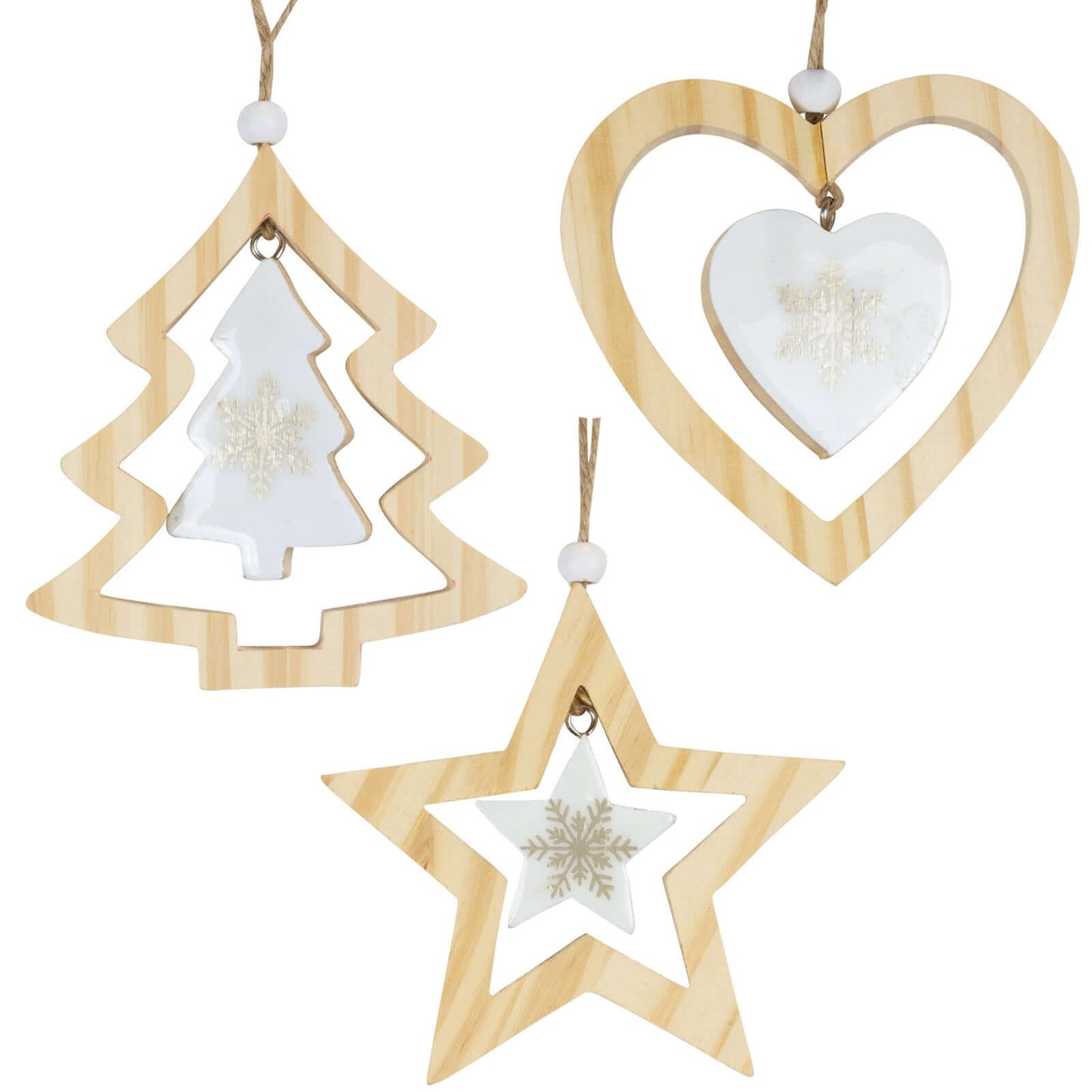 Baumschmuck Holz, 3 Designs, 11cm