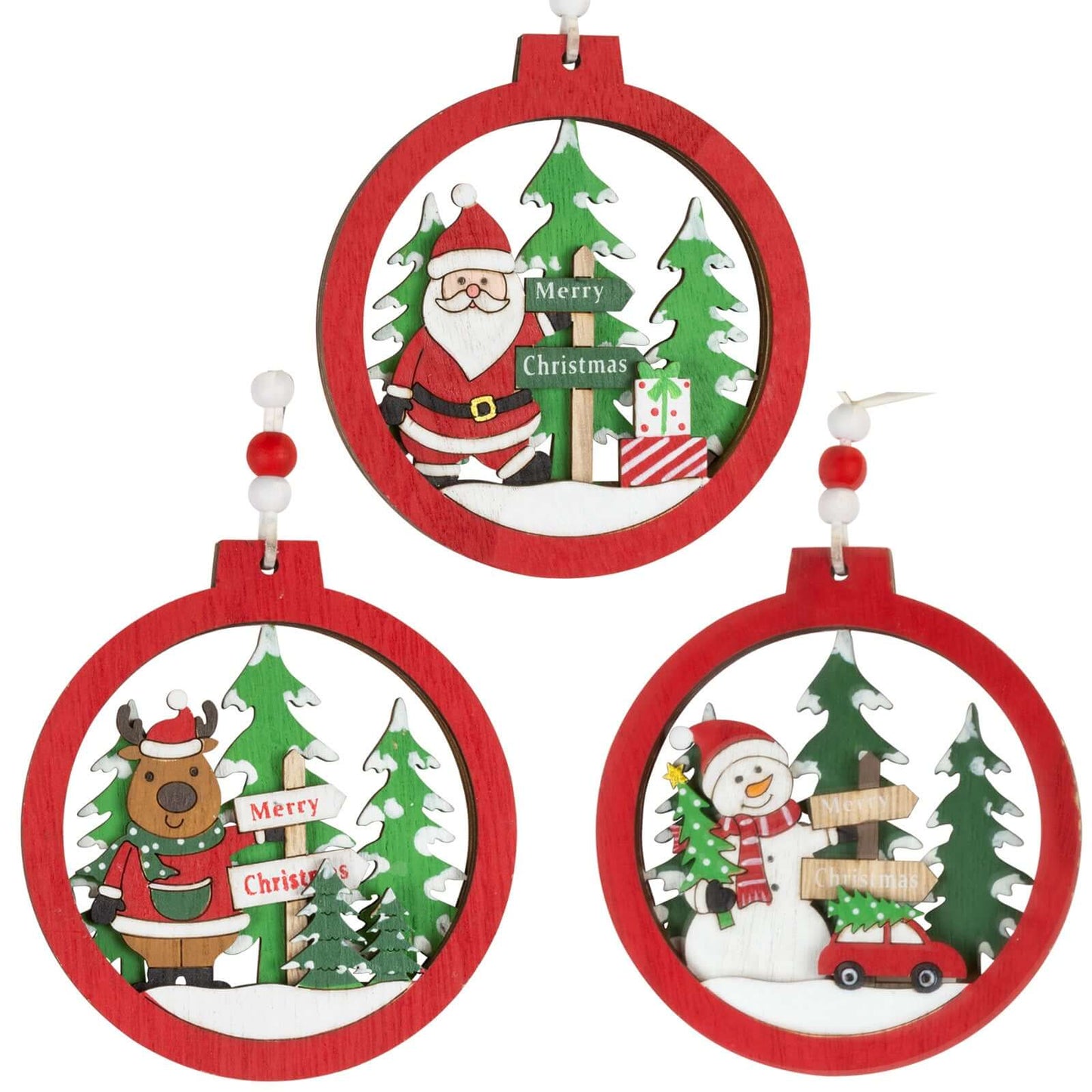 Decorazione per albero in legno, 3 design, 11cm