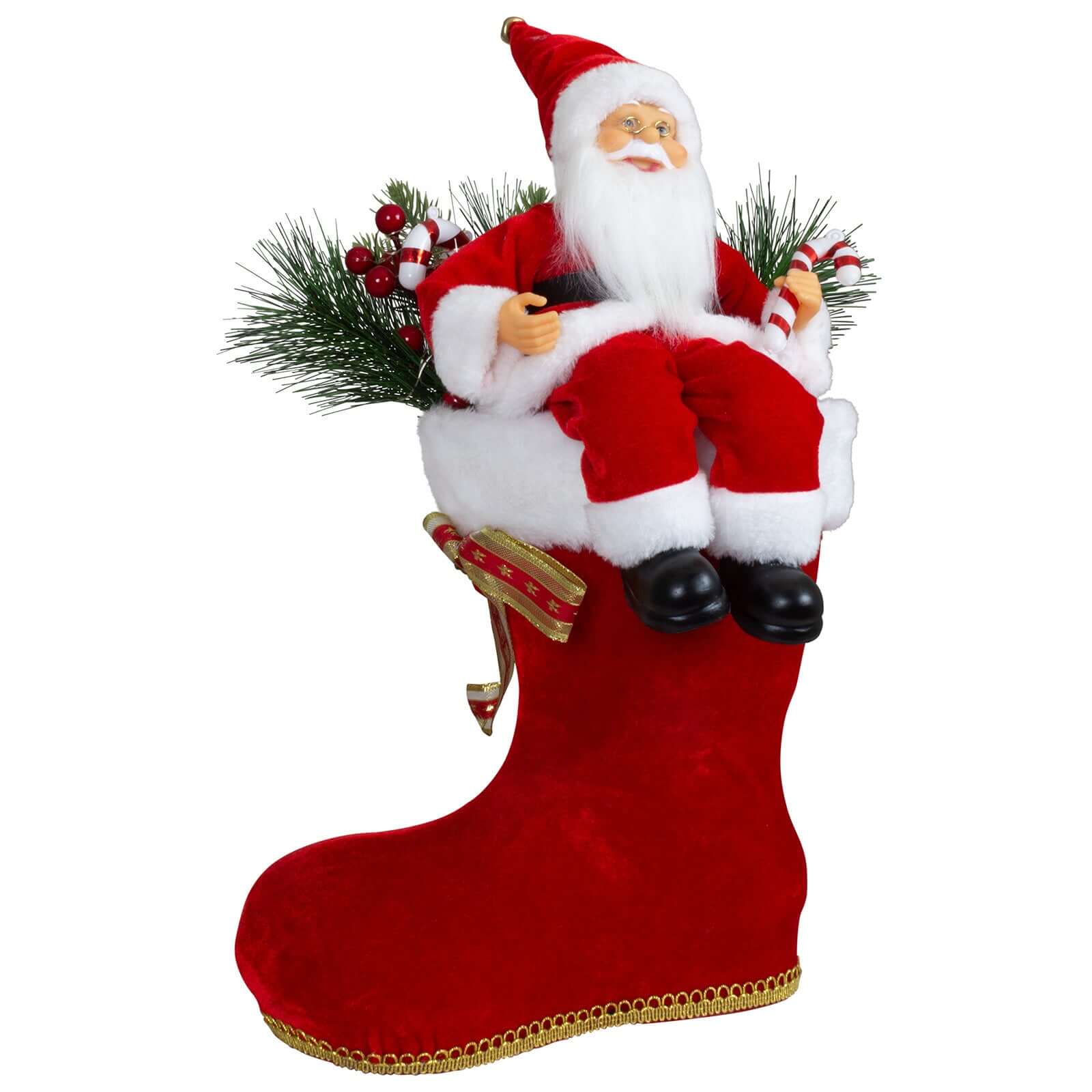 LED Weihnachtsmann im Stiefel 45cm