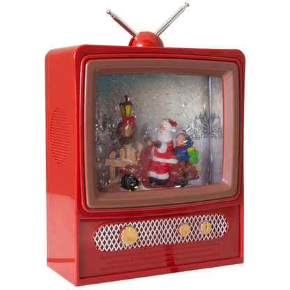 Elektrische Schneekugel TV 24cm mit LED & Musik