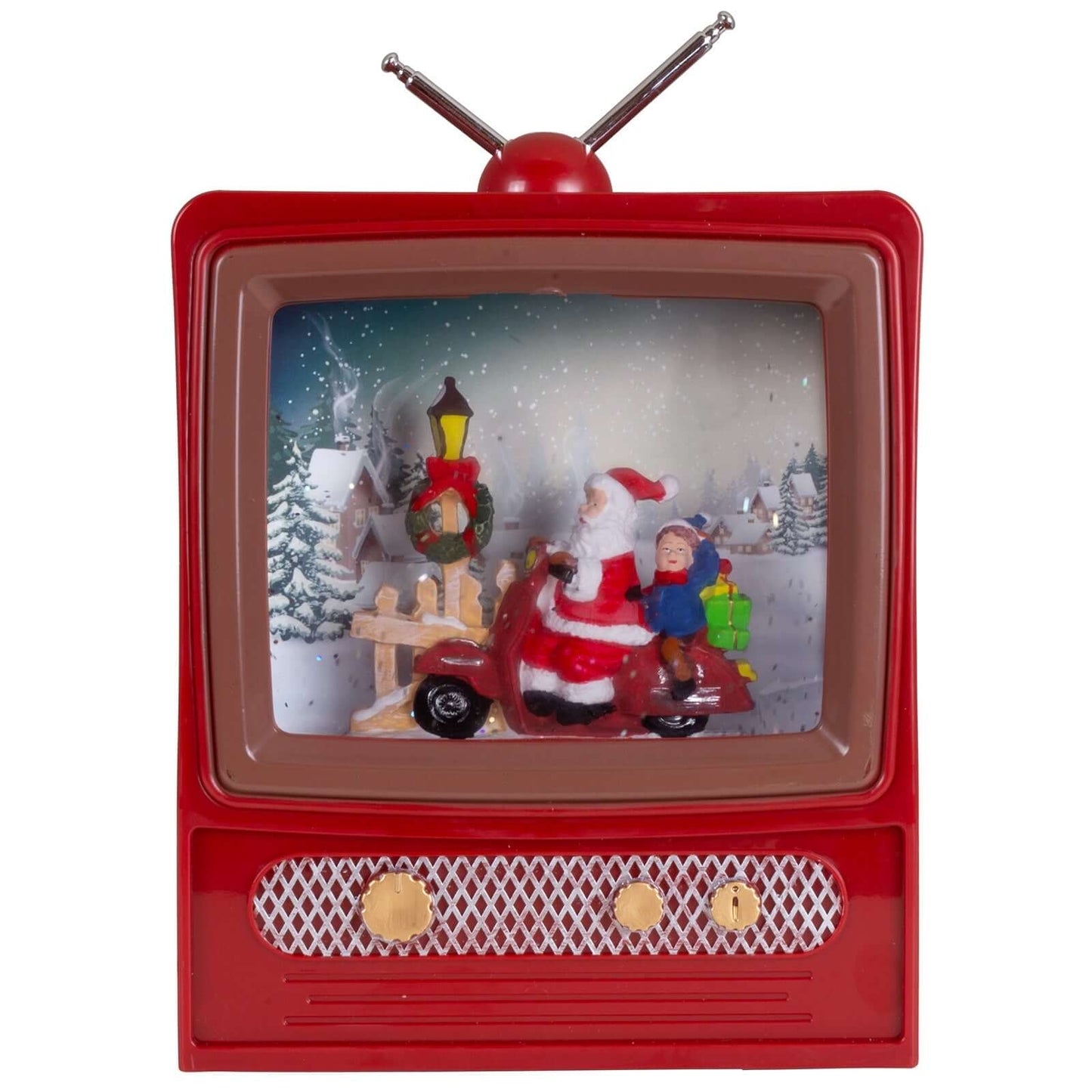 Elektrische Schneekugel TV 24cm mit LED & Musik