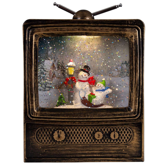 Elektrische Schneekugel TV 24cm mit LED & Musik